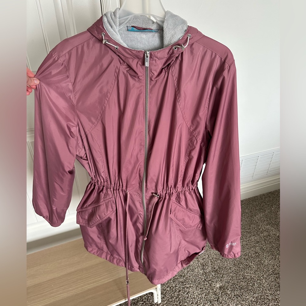 Size 1X Free Country Mauve Hooded Packable Windbreaker Jacket